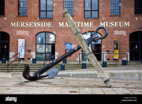 Anchor outside the Merseyside Maritime Museum. Albert Docks, Liverpool ...