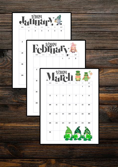 2024 Gnome Calendar, Gonk Calendar, Digital File, Printable PDF - Etsy