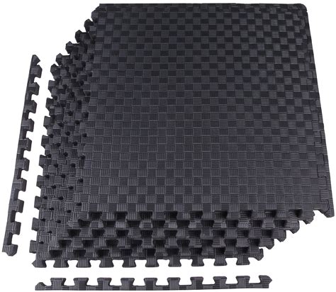 Fitness 48 SQ FT Interlocking EVA Foam Floor Mats Exercise Gym Protective Pad Color : Black ...