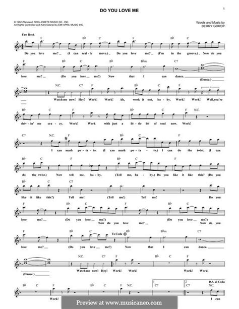 Do You Love Me (The Contours) by B. Gordy - sheet music on MusicaNeo