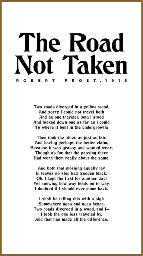 The Road Not Taken - Robert Frost - Typographic Print 01 - Literature ...