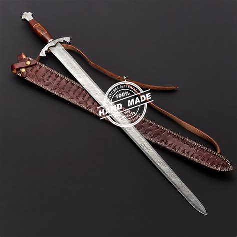 Custom-made Damacsus Sword, Full Tang Damascus Sword, Double Edges Sword W/ Sheath, Gift For Him ...
