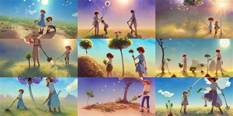 a wholesome animation key shot of nausicaa planting | Stable Diffusion | OpenArt