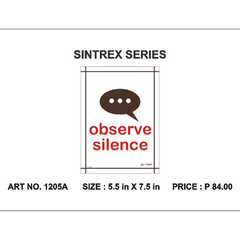 Jay C. Designs Signage Observe Silence Sign 1205 | Shopee Philippines