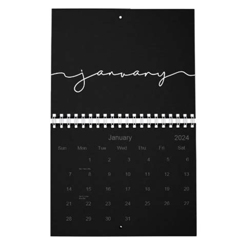 Black and white minimalist 2024 calendar | Zazzle