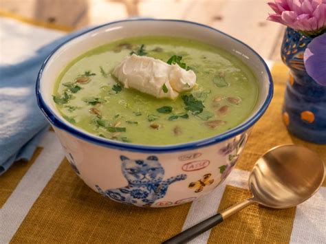 Pea Soup with Lemon Mascarpone Recipe | Valerie Bertinelli | Food Network