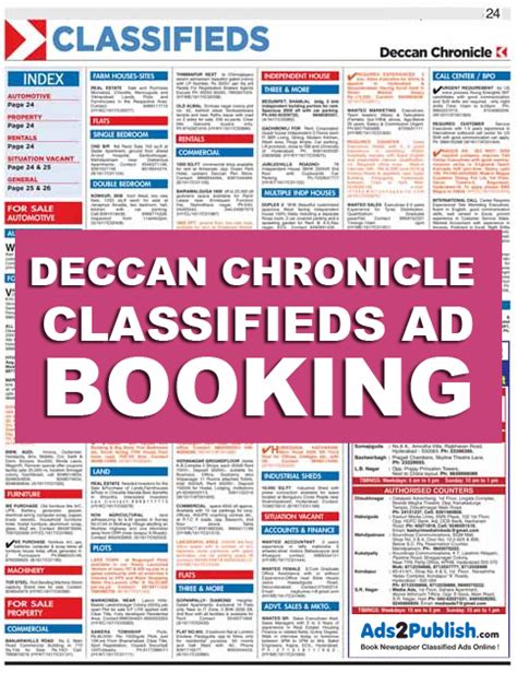 Deccan Chronicle Newspaper Ads Online Booking | DC Classifieds Hyderabad