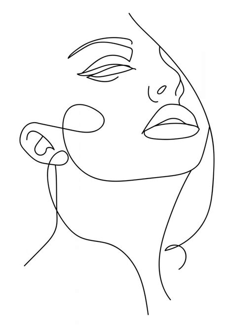 a line drawing of a woman's face