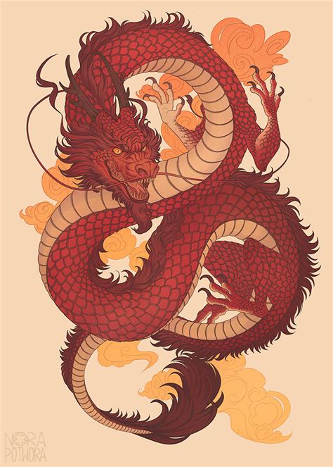 ArtStation - Chinese dragon | 04.2019, Nora Potwora | Dragon drawing, Japanese dragon tattoos ...