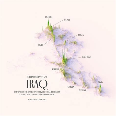 Population density map of Iraq. by @researchremora - Maps on the Web