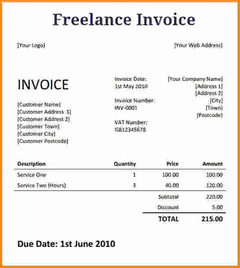 an invoice form with the words'freelance invoice