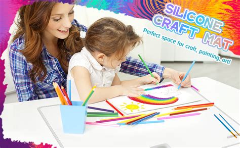 Amazon.com : Silicone Painting Mat, Large Silicone Art Mats with Cup, Thick Kids Table Protector ...