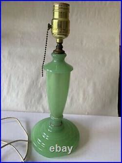 Art Deco Houzex Jadeite Jadite Glass Boudoir Lamp With Original Label