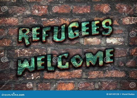 Refugees Welcome Graffiti stock illustration. Illustration of graffiti ...