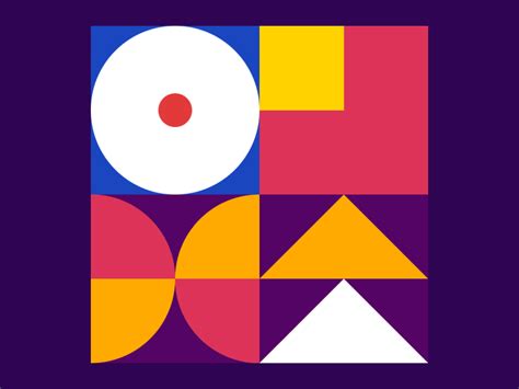 the logo for an art project with geometric shapes in purple and orange, on a dark background