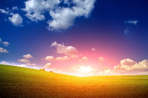 scenery, Sunrises, And, Sunsets, Fields, Sky, Clouds, Nature Wallpapers ...