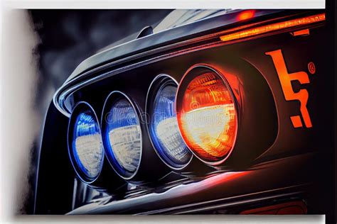 Police Car Lights in Night Time Stock Illustration - Illustration of ...