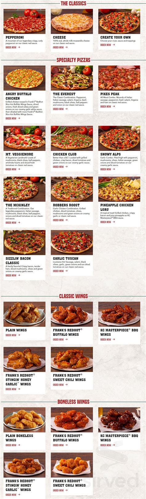 Mountain Mike's Pizza menu in Berkeley, California, USA