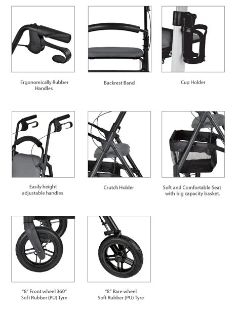 Evolution Trillium Lightweight Medical Walker Rollator With Seat And ...