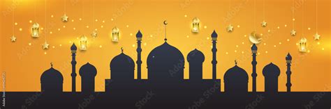 Stylish golden mosque design islamic banner background Stock Vector ...