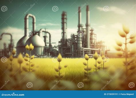 Modern Petrochemical Defocused Plant and Field. Industrial Development Concept, Generative AI ...