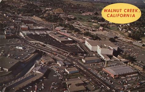 Aerial view of Walnut Creek shopping center California Postcard