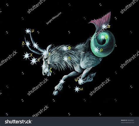 Sign On Zodiac Constellation The Sea Goat (Capricorn) Stock Photo ...