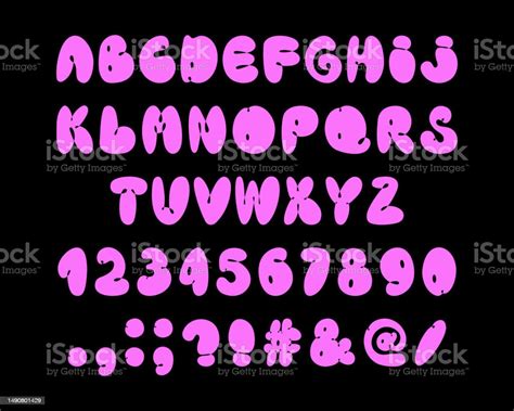 Pink Bubble Alphabet Graffiti Font Vector Illustration Stock ...