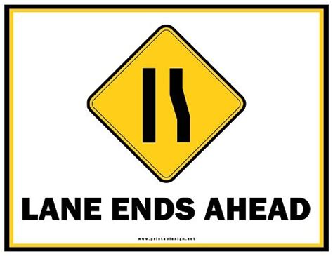 Lane Ends Ahead Sign Template | FREE Download