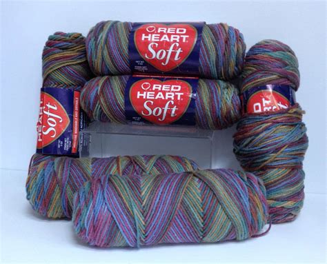 Vintage Red Heart Variegated Worsted Yarn Destash Acrylic 4 Ply Yarn ...