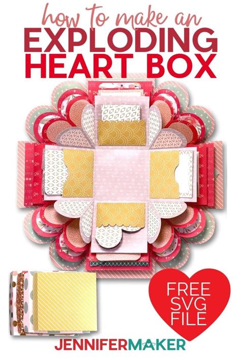 Heart Explosion Box Template - Free SVG File! - Jennifer Maker