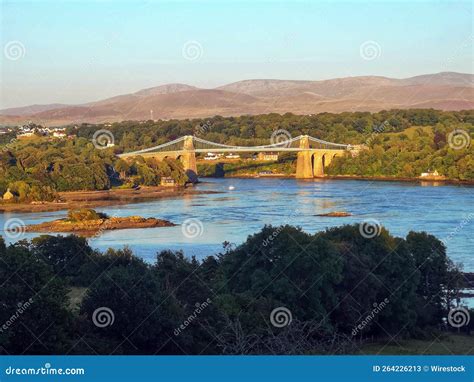 Menai Bridge between the Isle of Anglesey and Gwynedd County, North ...