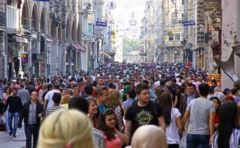 Crowd of people walking on Istiklal street in Istanbul, Turkey. People walking o , #spon, # ...