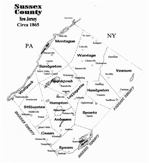 THERE'S NO PLACE LIKE HOME!! Sussex County New Jersey Map from 1865