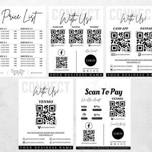 Editable Small Business Sign Bundle, Price List, Scan to Pay, Printable Pricing Guide, Canva ...