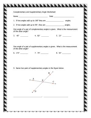 Complementary and Supplementary Angle Worksheet Answer Key | airSlate SignNow