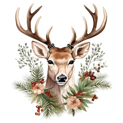 Christmas Deer Background Illustration, Red, Isolated, Character PNG ...