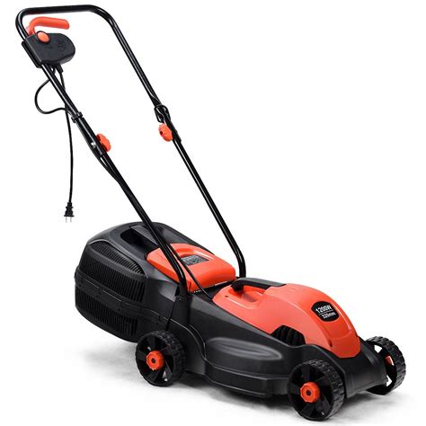 Costway 12 Amp 14-Inch Electric Push Lawn Corded Mower With Grass Bag Red - Walmart.com