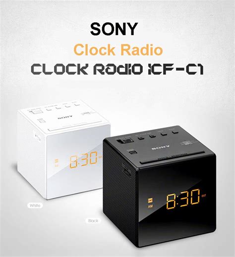 SONY ICF-C1 BLACK / White LCD Alarm Clock Auto Set Radio Dimmer Sleep Timer