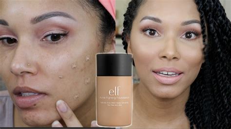 ELF Acne Fighting Foundation Demo + Wear Test - YouTube