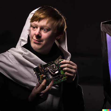 portrait of a medieval gamer holding a GPU while | DALL·E 2 | OpenArt