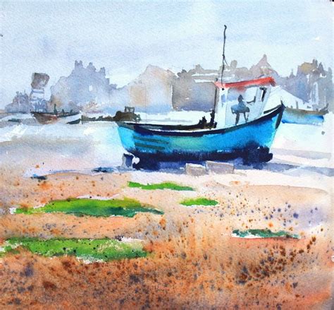 The blue boat. Watercolour done at Aldeburgh beach, England. | Boat art, Watercolor, Watercolor art