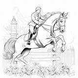 Premium Photo  Coloring Pages Of A Man Riding horse jumping Over sketch template