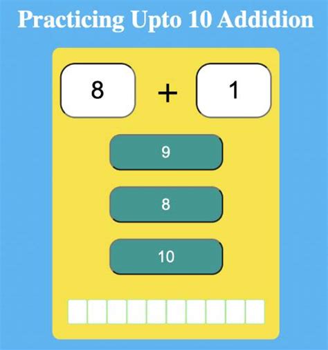 Addition with 2 numbers up to 10 Math game - RhinoMath.com - Learning Math