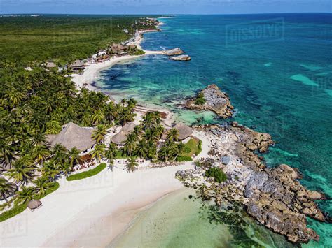 Aerial of Sian Ka'an Biosphere Reserve, UNESCO World Heritage Site, Quintana Roo, Mexico, North ...