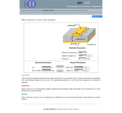 Microstrip Line Calculator em talk