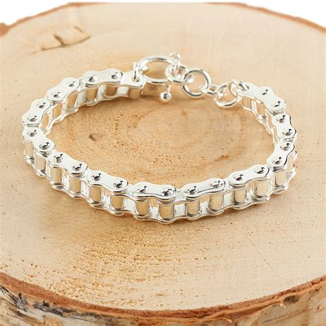 Handmade Men's Solid Sterling Silver Bike Chain Bracelet