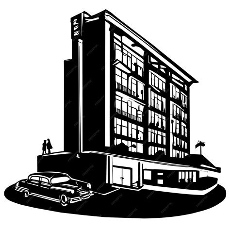 Premium Vector | Hotel building near the road with cars parking lot and ...