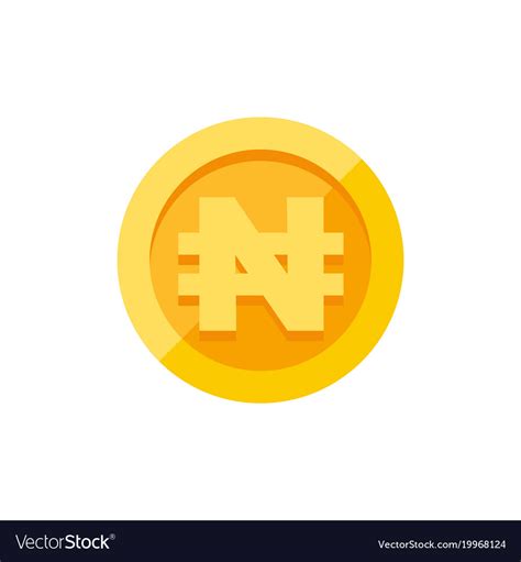 Nigerian naira currency symbol on gold coin flat Vector Image