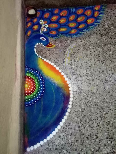 20 Beautiful & Simple Peacock Rangoli Designs • K4 Craft